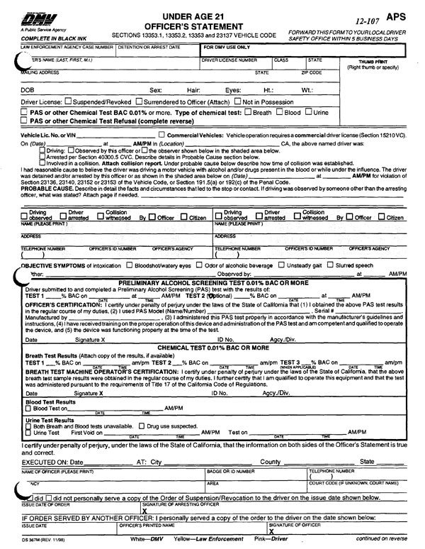 California DMV Notice of Suspension